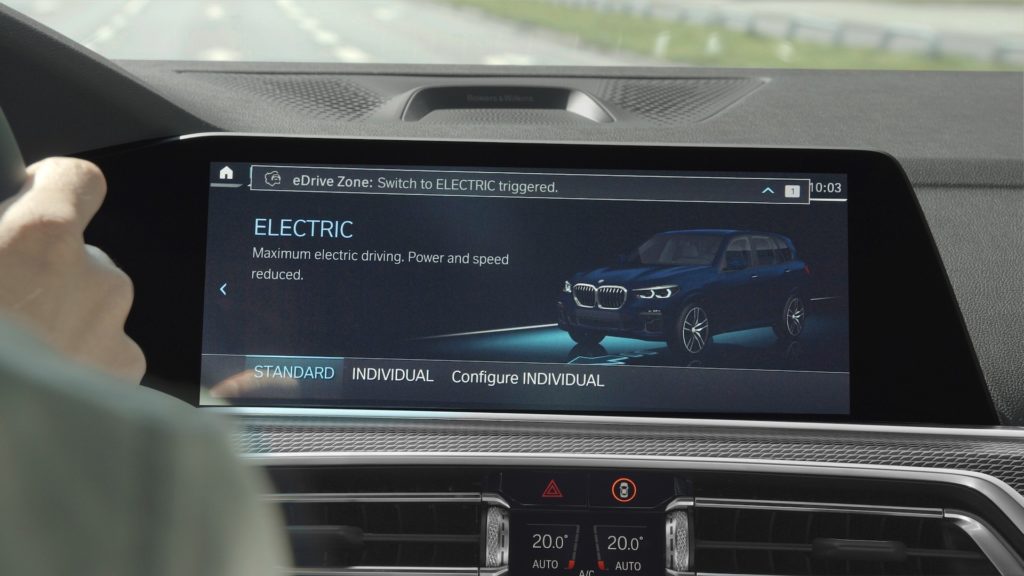 BMW eDrive Zones test vehicle automatically switches into electric driving mode