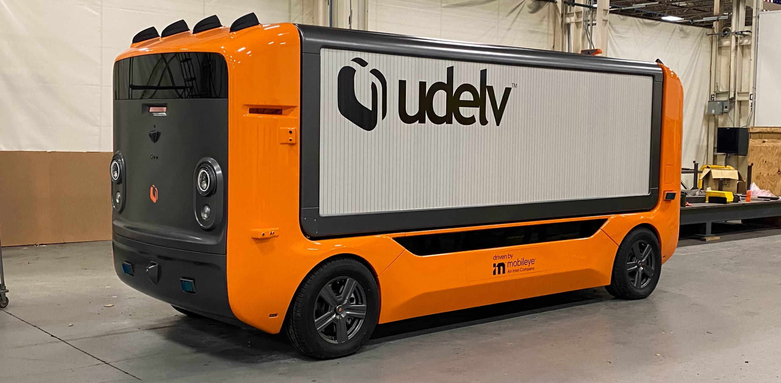 Udelv Unveils Autonomous Cab-Less Transporter, driven by Mobileye, virtually at CES 2022