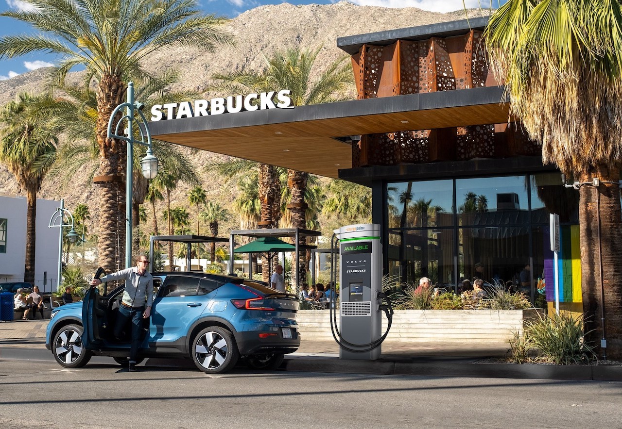 Volvo Cars explores electric vehicle charging network at U.S. Starbucks