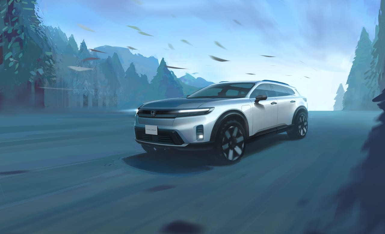 Honda Teases Styling of Adventure-Ready Prologue Electric SUV Coming in 2024 and Shares Plan to Accelerate EV Sales Toward 2030