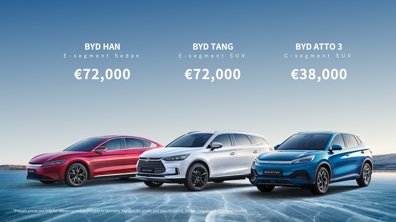 BYD Announces Pre-sale Prices of European Passenger Car Range
