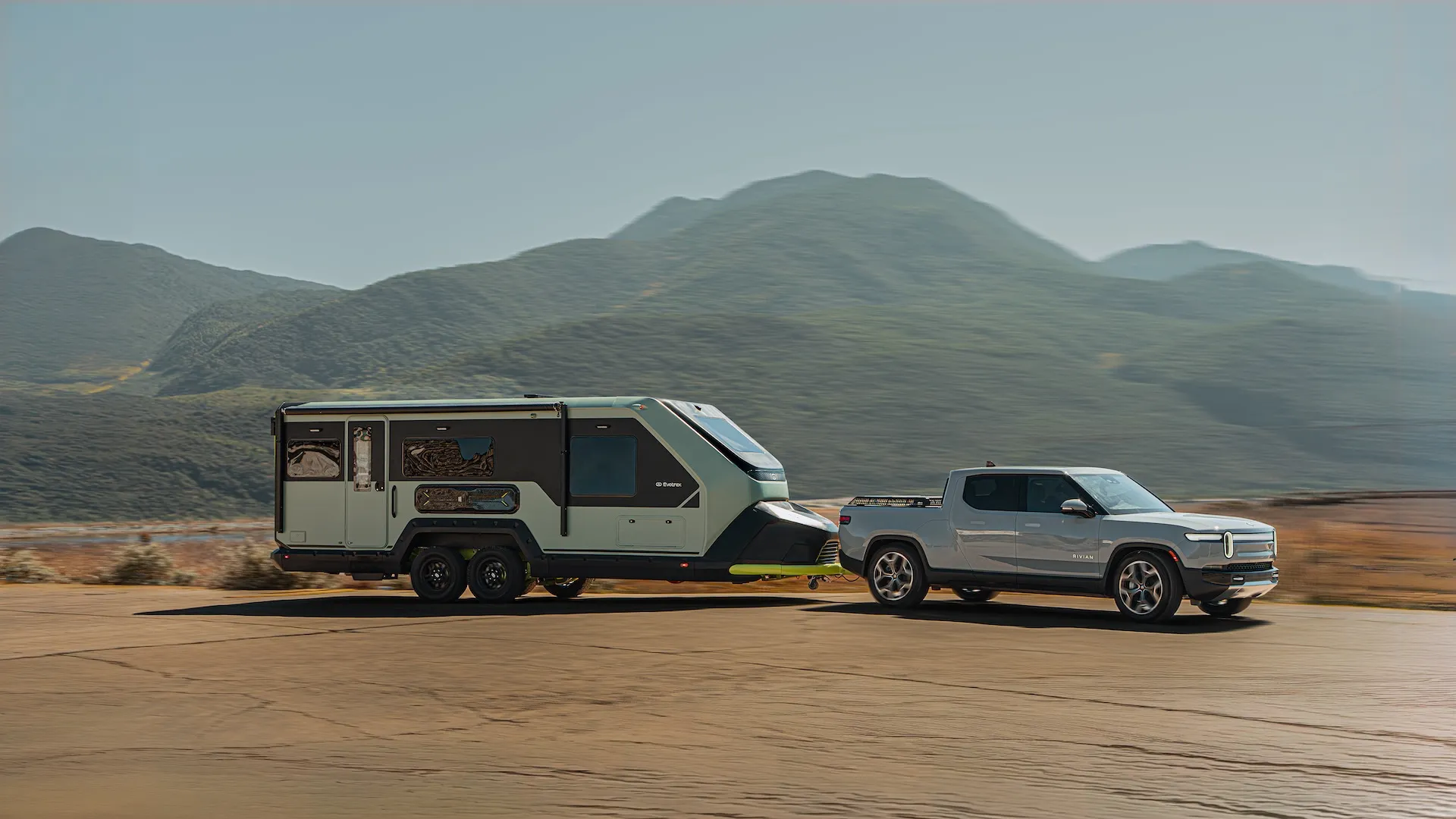 Evotrex PG5 RV Trailer Offers V2V EV Charging