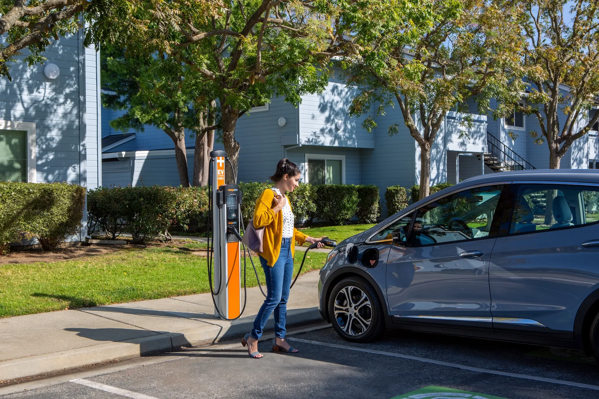 ChargePoint multifamily EV charging port installed at a residential apartment complex parking area