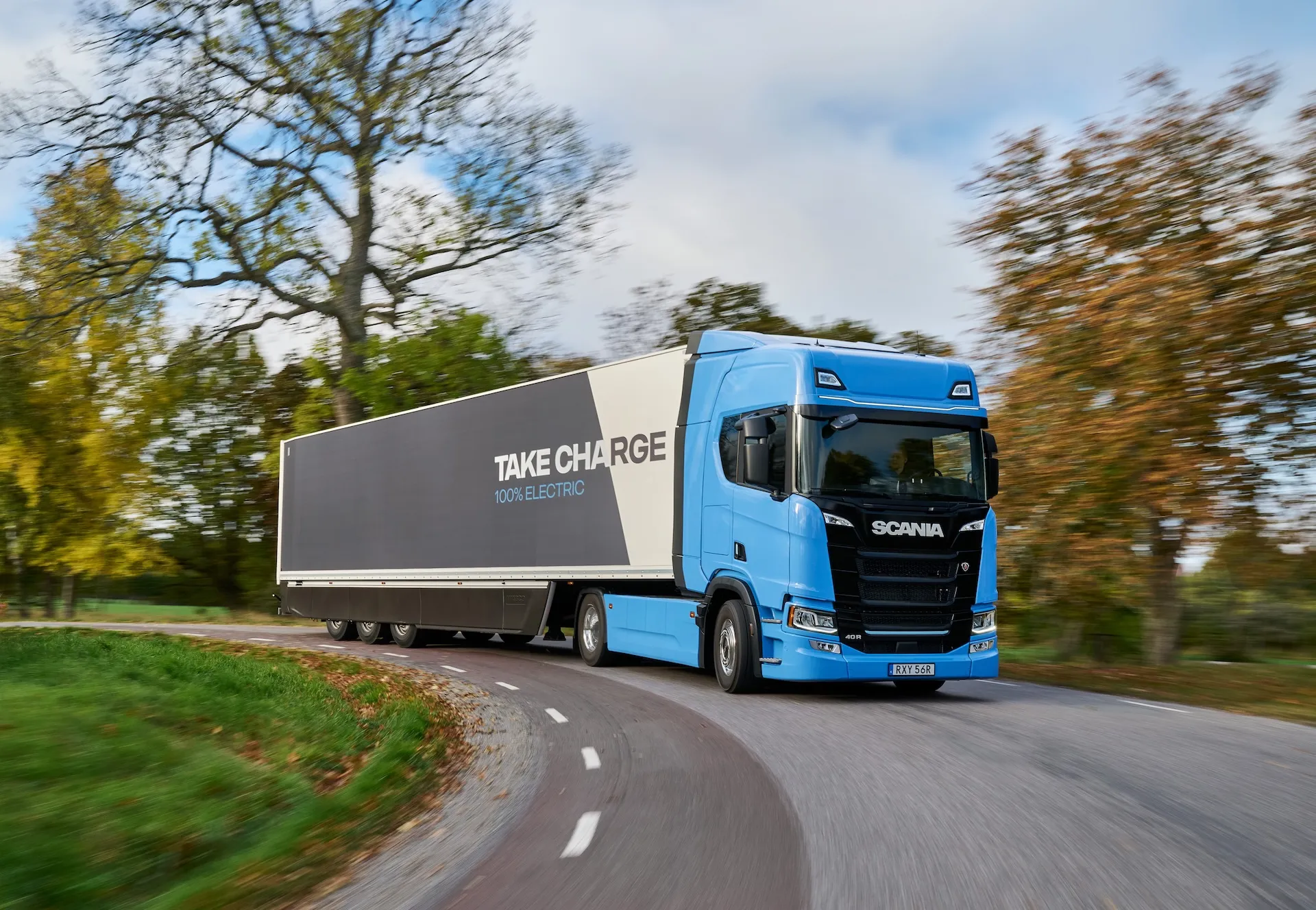 Scania battery-electric truck configured with under-cab battery module for long-haulage transport