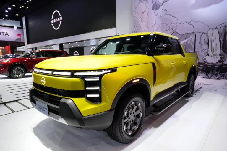 Nissan Navara Pro Plug-in Hybrid pickup and Primera EV sedan on display at the 10th Philippine International Motor Show.
