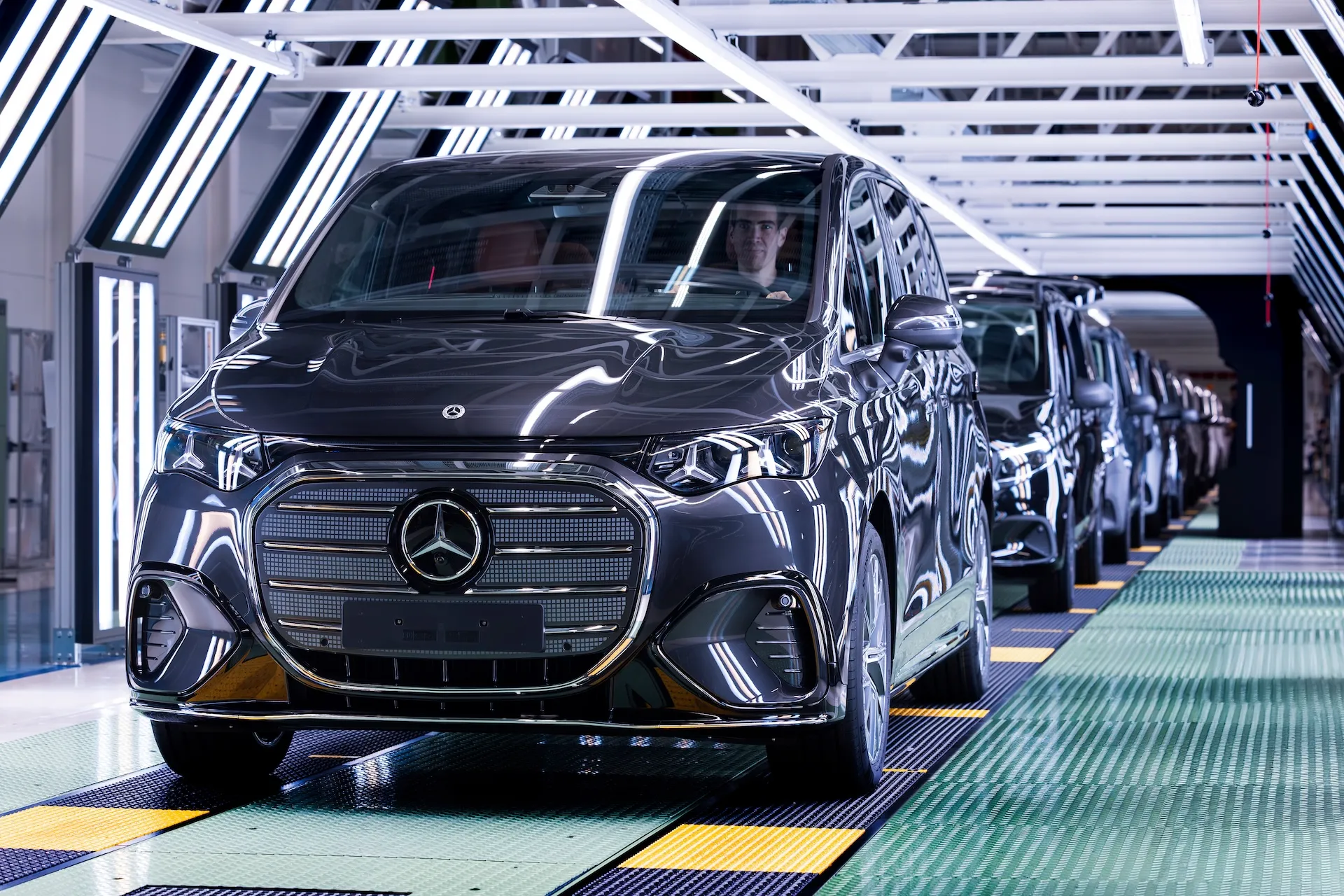 Mercedes-Benz VLE electric Grand Limousine on the production line at the Vitoria plant in Spain