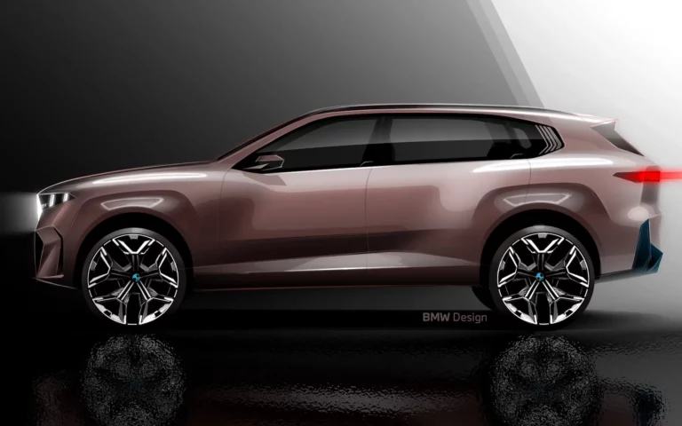 BMW iX5 Long Wheelbase all-electric SUV developed exclusively for the Chinese market, shown in profile