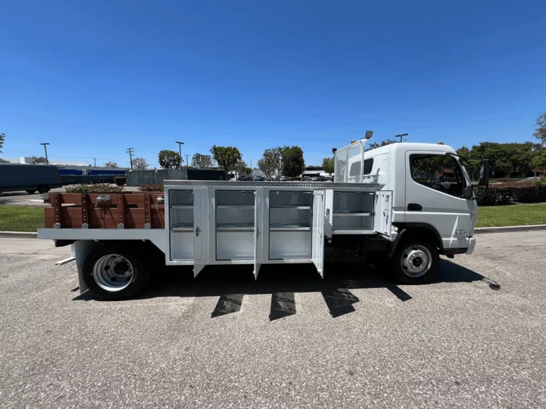 RIZON all-electric truck fitted with a service combo body featuring lockable storage compartments and a rear cargo bed.