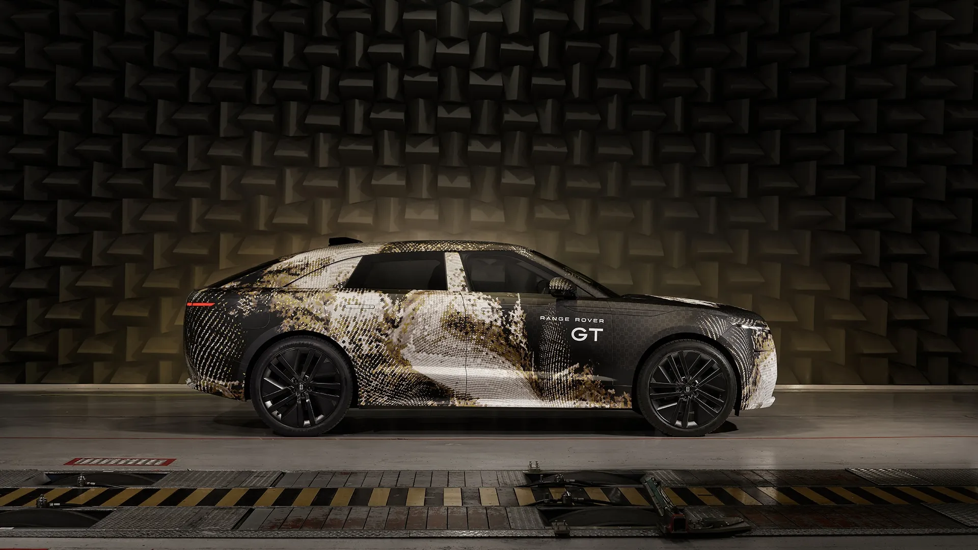 Range Rover GT prototype in camouflage wrap, side profile
