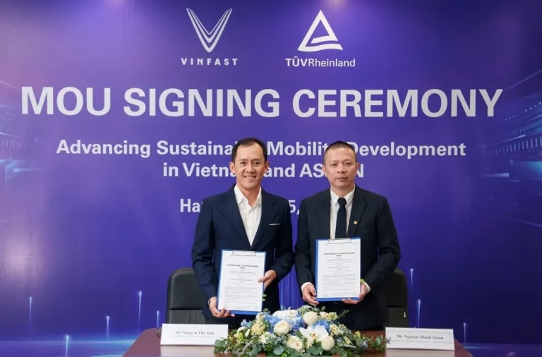 VinFast and TÜV Rheinland executives sign MOU for vehicle testing partnership in Vietnam