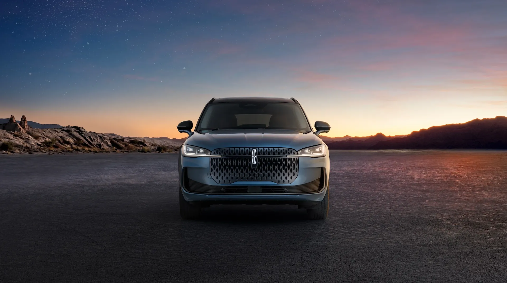 2027 Lincoln Corsair Hybrid front fascia showing redesigned headlamps extending into the grille