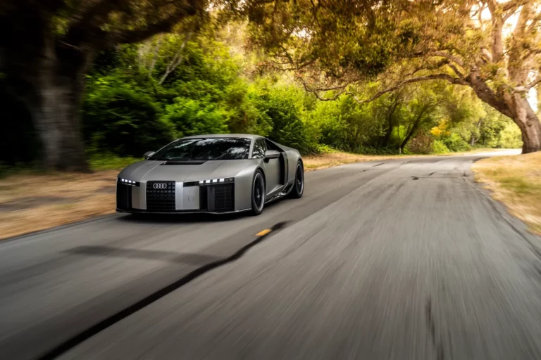 Audi Nuvolari hybrid supercar on display during its North American debut at Monterey Car Week