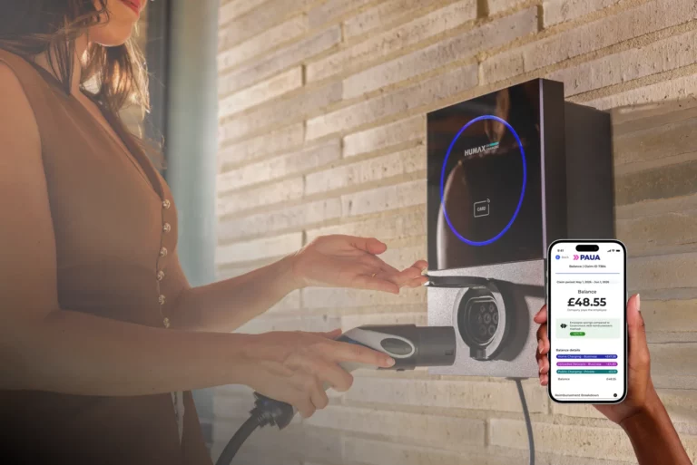 Humax MX7 V2G-ready smart charger, part of the Humax and Paua fleet EV charging partnership