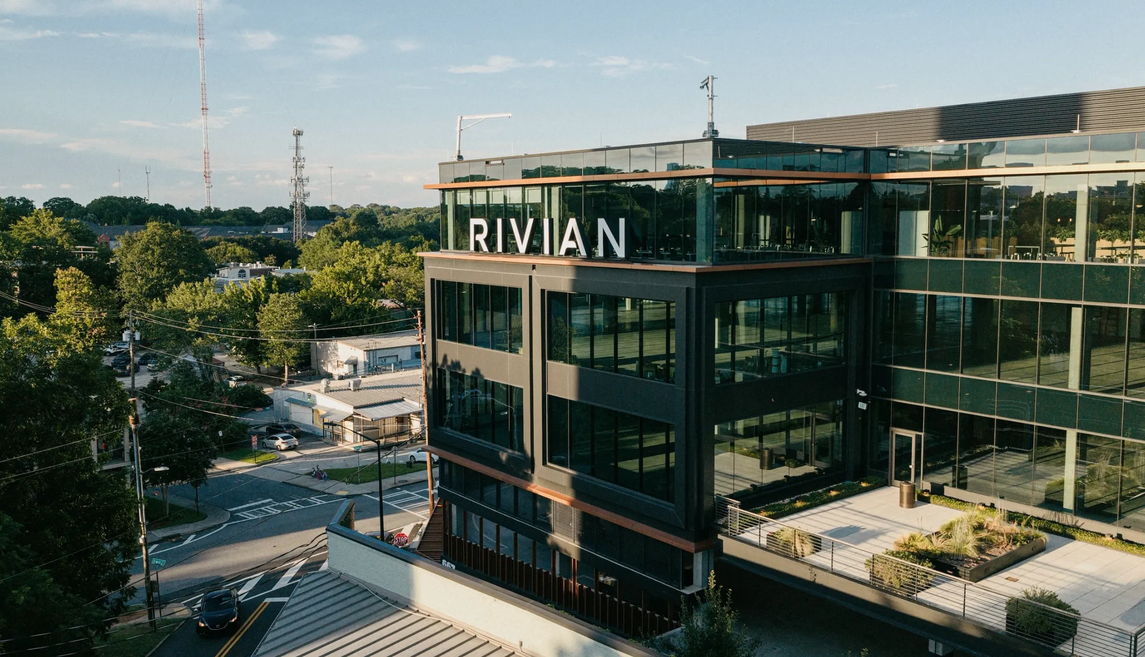 Rivian East Coast headquarters office building on the Eastside Trail of the Atlanta Beltline in Atlanta, Georgia