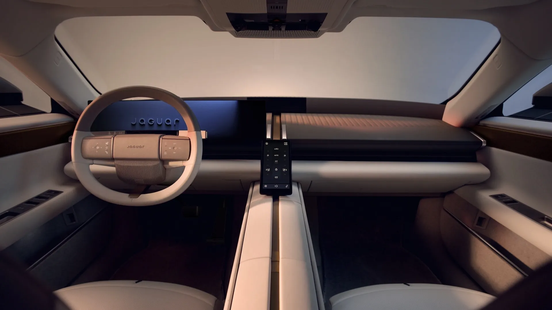 Jaguar Type 01 interior front cabin with full-length central spine