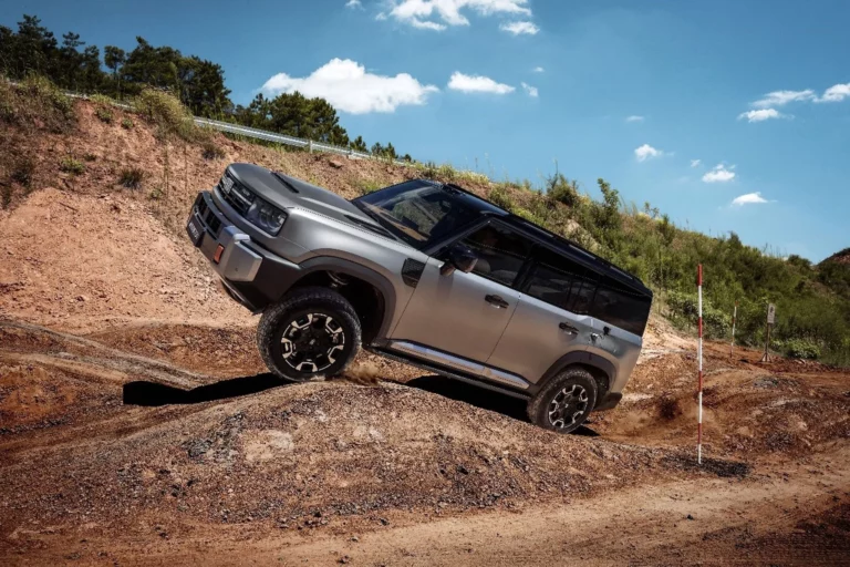 Geely AI off-road technology showcased on the Zhanjian 700 electrified off-road SUV at Geely's Shangrao proving ground