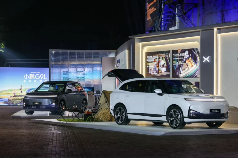 XPENG G9L flagship SUV displayed at the Beijing launch event.