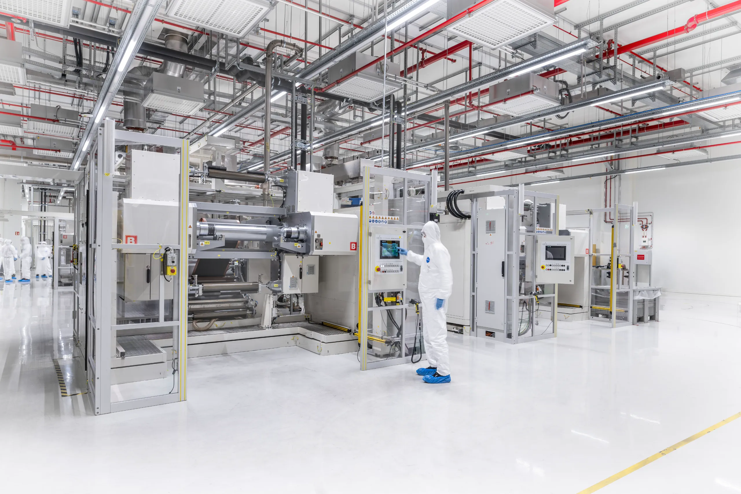 Large-scale battery cell production line illustrating the PowerCo Gotion joint ventures for LFP battery production in Europe