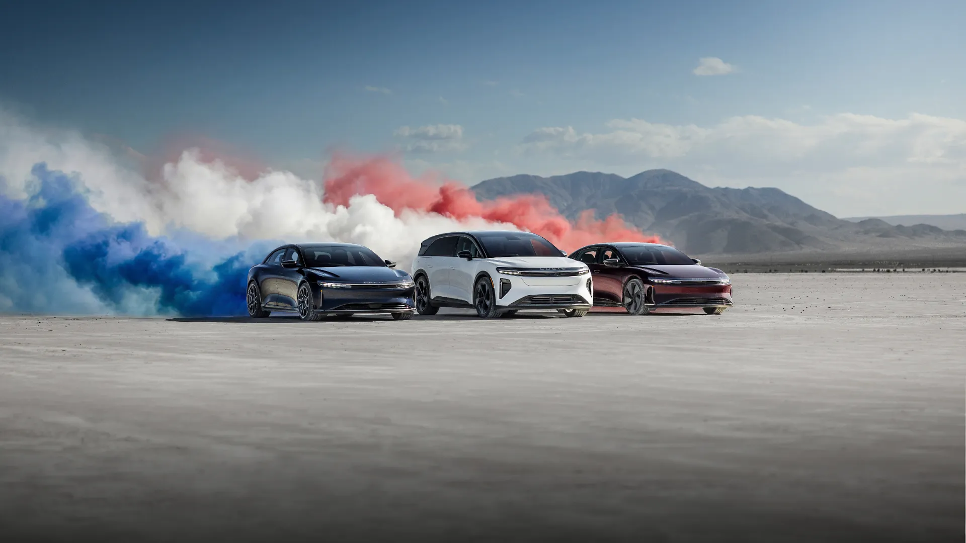Lucid Air sedan and Lucid Gravity SUV for the Lucid France launch with Emil Frey France