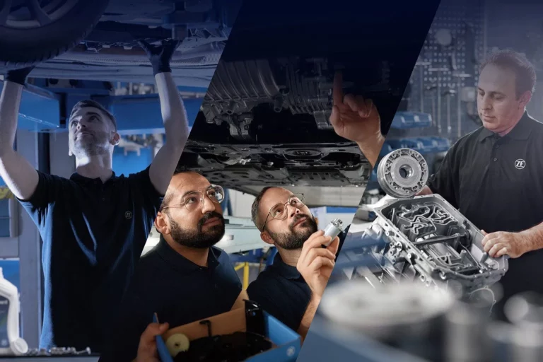 ZF Aftermarket Maintain-Repair-Replace strategy graphic for EV repair kits and remanufactured drivetrain parts