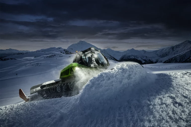 Prinoth Leitwolf E-Motion electric snow groomer powered by Scania Core 800 battery packs
