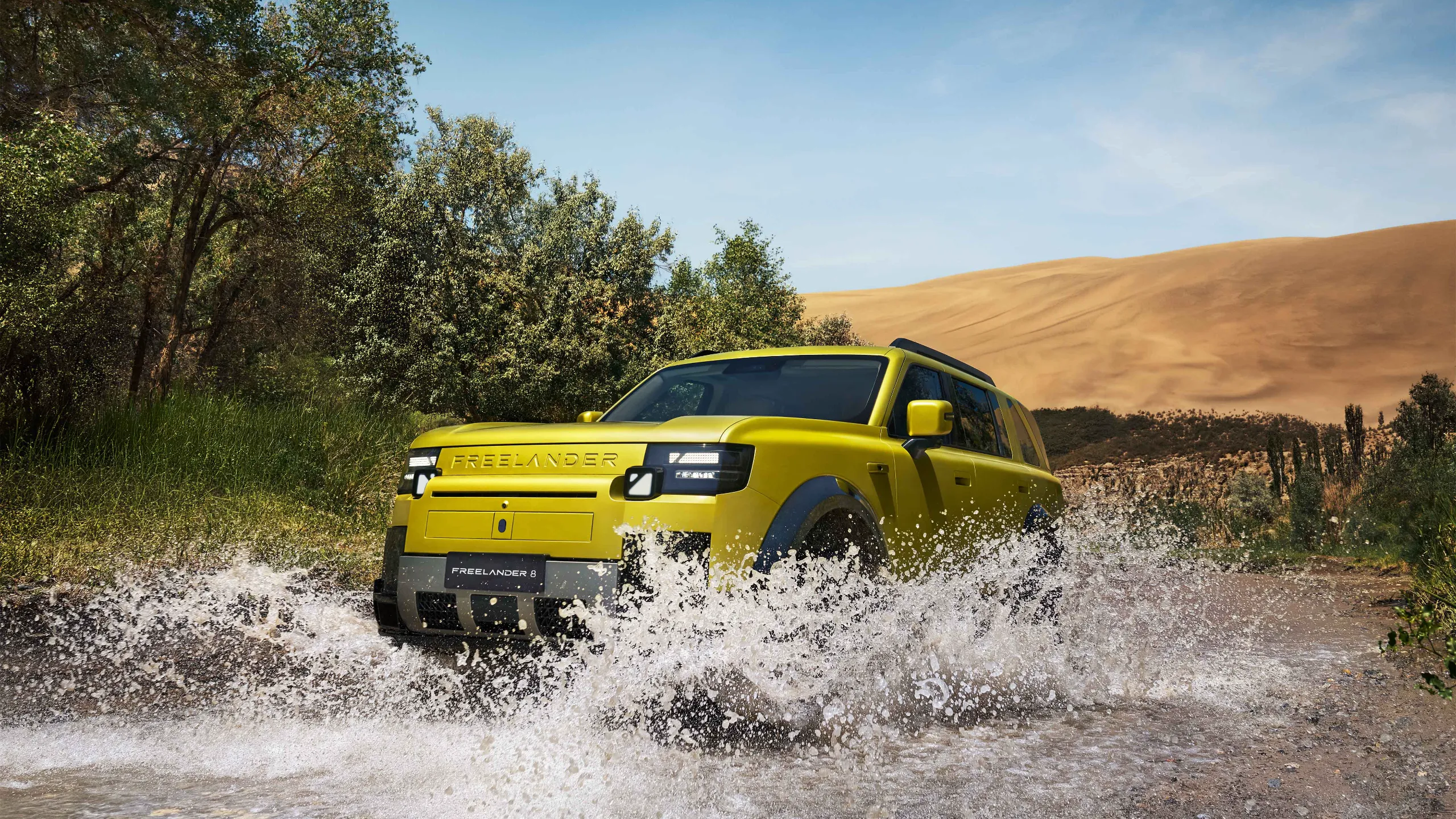Freelander 8 PHEV demonstrating all-terrain capability